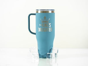 "The King's Daughter" 40 Oz Tumbler with Handle - Soft Matt Blue Slate