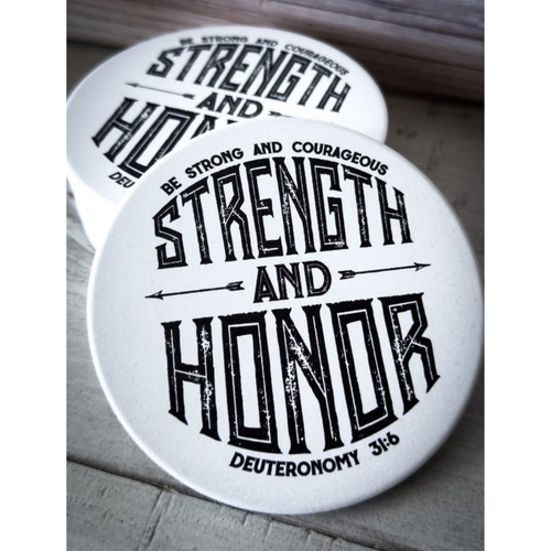 Strength and Honor Coaster - Set of 4 White